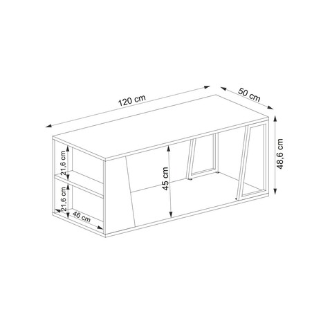 Masuta de cafea, Arnetti, Lissa, 120x50x48 cm, PAL, Safir / Alb