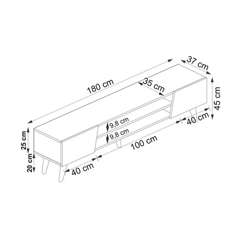 Comoda TV, Arnetti, Clark, 180x37x45 cm, PAL, Nuc / Bej