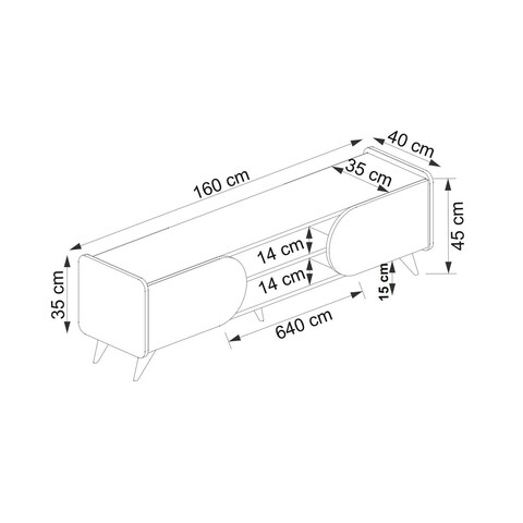 Comoda TV, Arnetti, Mindy Tv 160, 160x40x45 cm, PAL, Safir / Alb