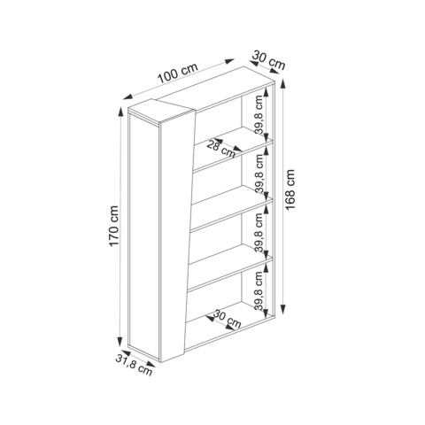 Corp biblioteca, Arnetti, Clark, 100x30x170 cm, PAL, Nuc / Bej