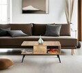 Masuta de cafea, Kalune Design, Bukle, 90x40x50 cm, PAL, Pin Atlantic / Negru