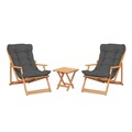 Set mobilier de gradina 3 piese, Meya Dekor, My007, Lemn de fag, Gri / Natural