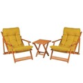 Set mobilier de gradina 3 piese, Meya Dekor, My007, Lemn de fag, Galben / Natural