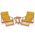 Set mobilier de gradina 3 piese, Meya Dekor, My007, Lemn de fag, Galben / Natural
