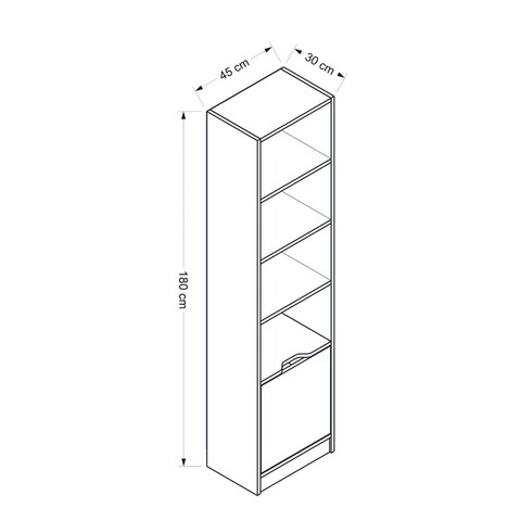 Corp biblioteca, Minerva, Elina 1, 45x180x30 cm, PAL, Nuc / Antracit