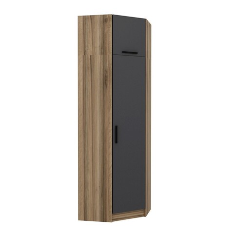 Dulap pentru haine, Minerva, Kale Anthracite Oak, 74x235x52 cm, PAL, Antracit / Stejar