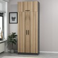 Dulap pentru haine, Minerva, Kale Oak, 90x255x52 cm, PAL, Stejar