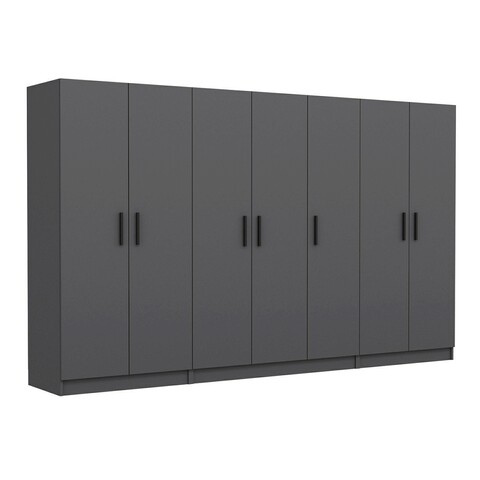 Dulap pentru haine, Minerva, Kale, 315x210x52 cm, PAL, Antracit