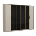 Dulap pentru haine, Minerva, Luxe, 274x210x52 cm, PAL, Alb / Auriu / Fum