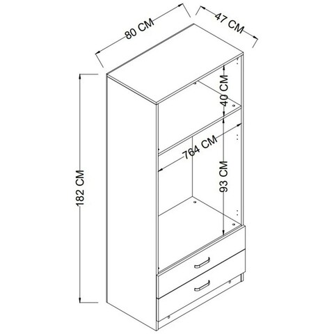 Dulap pentru haine, Miwood, Yaman 1600-042, 80x182x47 cm, PAL, Alb mat