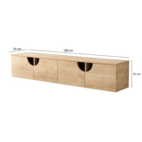 Comoda TV, Neostill, Grotte, 180x35x35 cm, Cadru: PAL MELAMINAT 100%., Stejar