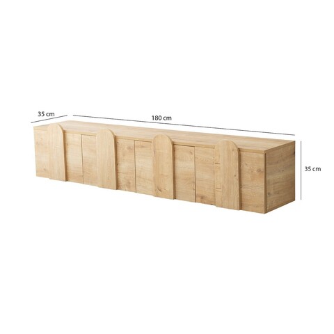 Comoda TV, Neostill, New Line -Sapphire Oak, 180x35x35 cm, Cadru: PAL MELAMINAT 100%., Stejar