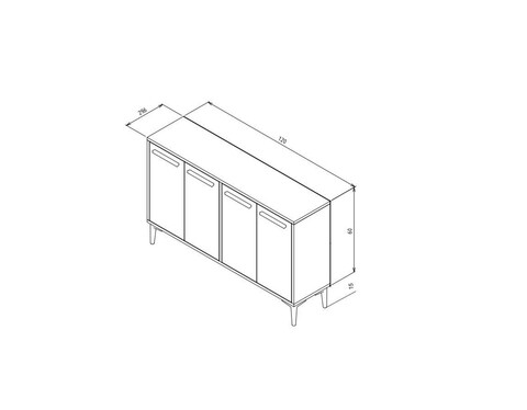 Consola, Odessa, Stria, 120x30x75 cm, PAL, Stejar safir / Antracit