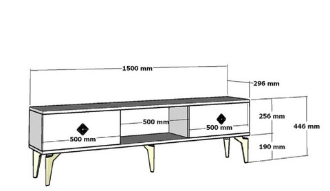 Comoda TV, Olivia, Nil, 150x44 cm, PAL, Alb / Argintiu