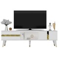 Comoda TV, Olivia, Vania, 150x29 cm, PAL , Alb/Auriu