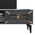 Comoda TV, Olivia, Yumedi, 150x50x30 cm, PAL , Antracit / Aur