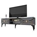 Comoda TV, Olivia, Yumedi, 150x50x30 cm, PAL , Antracit / Aur
