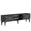 Comoda TV, Olivia, Yumedi, 150x50x30 cm, PAL , Antracit / Aur