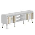 Comoda TV, Olivia, Isıl, 183.6x29.6x57.6 cm, PAL , Alb/Auriu