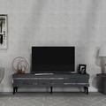 Comoda TV, Olivia, Ipek, 180x44.6x29.6 cm, PAL , Antracit / Argintiu