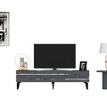 Comoda TV, Olivia, Ipek, 180x44.6x29.6 cm, PAL , Antracit / Argintiu