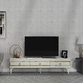 Comoda TV, Olivia, Ipek, 180x44.6x29.6 cm, PAL , Alb/Auriu