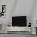 Comoda TV, Olivia, Ipek, 180x44.6x29.6 cm, PAL , Alb/Auriu