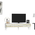 Comoda TV, Olivia, Ipek, 180x44.6x29.6 cm, PAL , Alb/Auriu