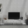 Comoda TV, Olivia, Ipek, 180x44.6x29.6 cm, PAL , Alb / Argintiu