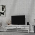 Comoda TV, Olivia, Ipek, 180x44.6x29.6 cm, PAL , Alb / Argintiu