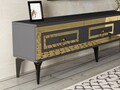 Comoda TV, Olivia, Karya, 180x44.6x29.6 cm, PAL , Antracit / Aur