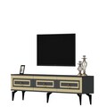 Comoda TV, Olivia, Karya, 180x44.6x29.6 cm, PAL , Antracit / Aur