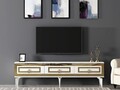 Comoda TV, Olivia, Karya, 180x44.6x29.6 cm, PAL , Alb/Auriu