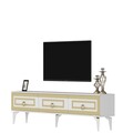 Comoda TV, Olivia, Karya, 180x44.6x29.6 cm, PAL , Alb/Auriu
