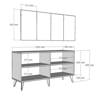 150x80x40 cm, Alb;Auriu