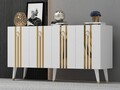 Consola, Olivia, Isil, 150x80x40 cm, PAL , Alb/Auriu