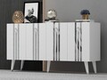 Consola, Olivia, Isil, 150x80x40 cm, PAL , Alb / Argintiu