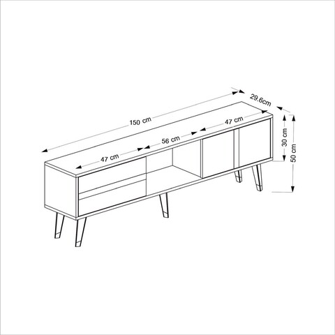 Comoda TV, Olivia, Vania Fireplace, 150x50x29 cm, PAL , Alb / Argintiu