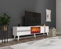 Comoda TV, Olivia, Vania Fireplace, 150x50x29 cm, PAL , Alb / Argintiu