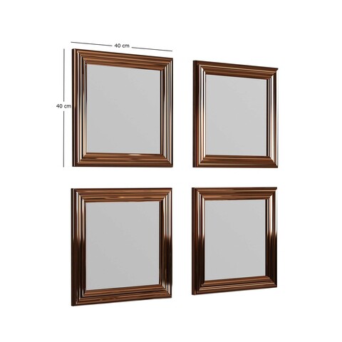 Set 4 oglinzi decorative, Siam, Loza, MDF , Bronz