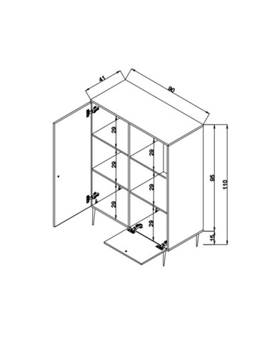 Dulap multifunctional, Wolina, Wire, 40x90x110 cm, PAL, Stejar