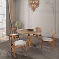 Set masă și scaune (5 bucăți), Hanah Home, Albero140, Natural