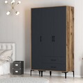 Dulap pentru haine, Hommy Craft, Kumsal ST, 120x47 cm, PAL, Nuc / Antracit