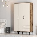 Dulap pentru haine, Hommy Craft, Kumsal ST, 120x47 cm, PAL, Maro/Crem