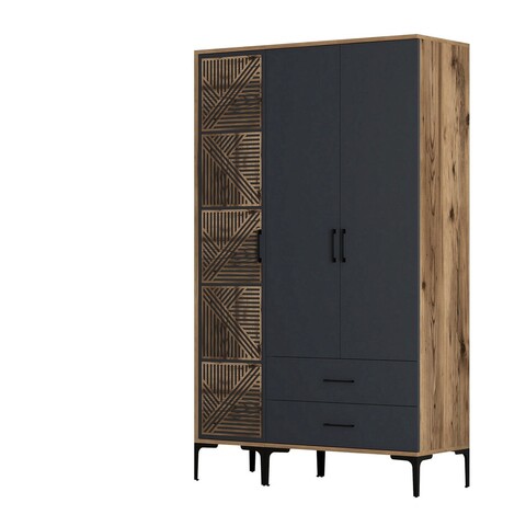 Dulap pentru haine, Hommy Craft, Kumsal PT, 120x47 cm, PAL, Nuc / Antracit
