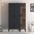 Dulap pentru haine, Hommy Craft, Kumsal PT, 120x47 cm, PAL, Nuc / Antracit