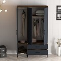Dulap pentru haine, Hommy Craft, Kumsal PT, 120x47 cm, PAL, Nuc / Antracit