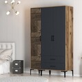Dulap pentru haine, Hommy Craft, Kumsal PT, 120x47 cm, PAL, Nuc / Antracit