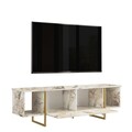Comoda TV, Hanah Home, Vg30-Ge, 160x47.6x40 cm, Alb/Auriu