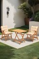 Set mobilier de gradina 3 piese, Meya Dekor, My025, Lemn de fag, Natural / Crema